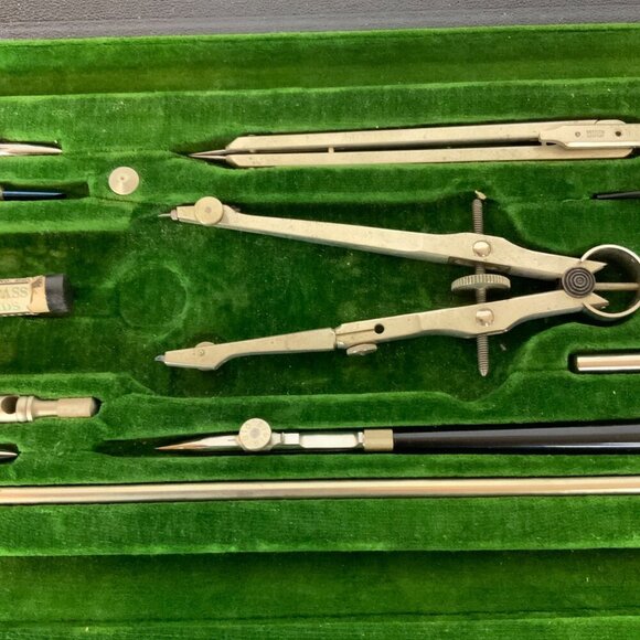 Vintage Dietzgen 1212 PJL Drafting Set Compass Leads & Accessories Black Case - Picture 5 of 8